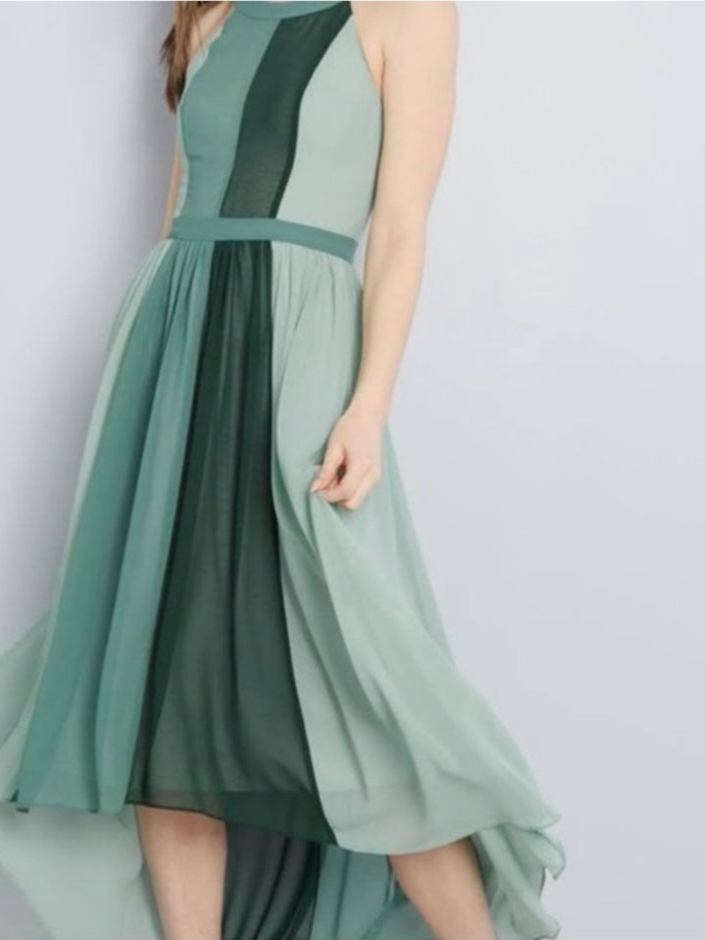 Modcloth Two-Tone Sage Halter High-Low Dress